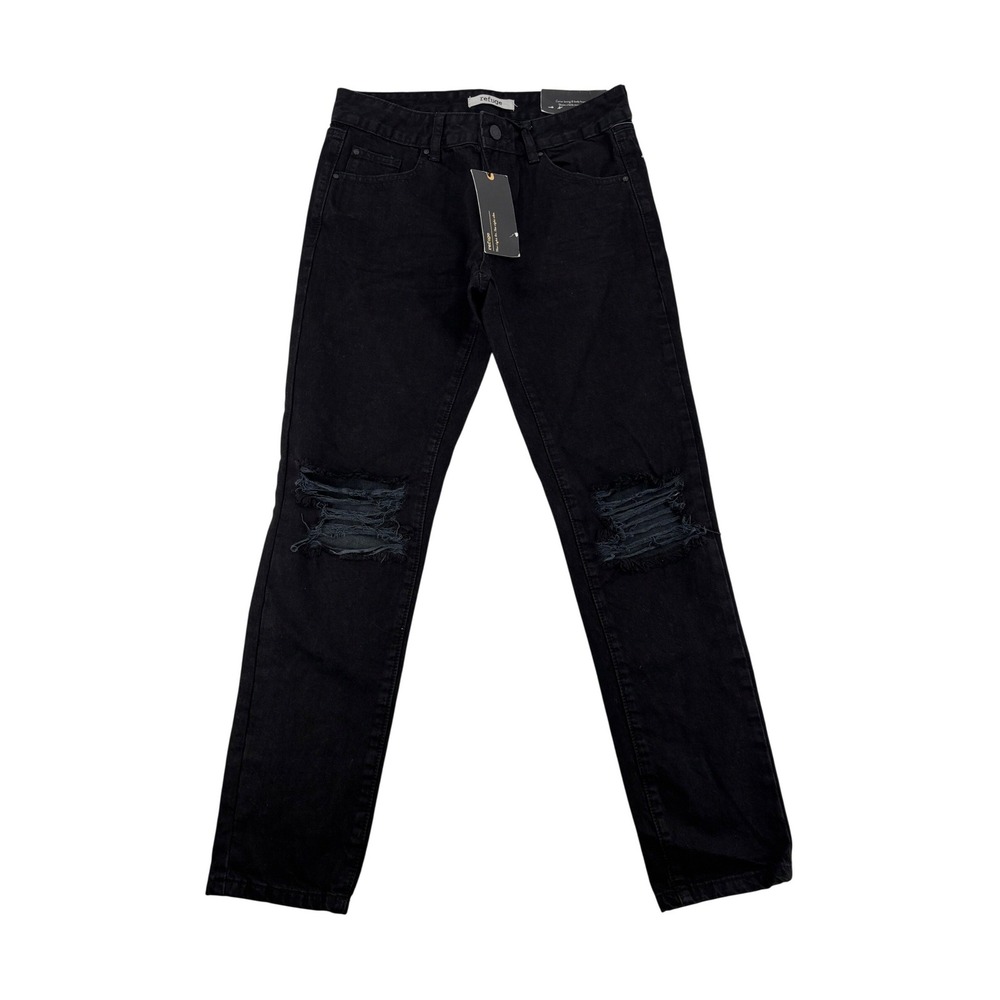 Refuge Crop Boyfriend‎ Jeans Womens Size 0 Black Distressed Ripped Denim Pants